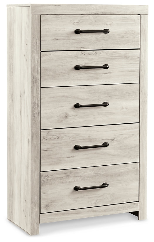 Cambeck Panel Headboard With Mirrored Dresser And Chest