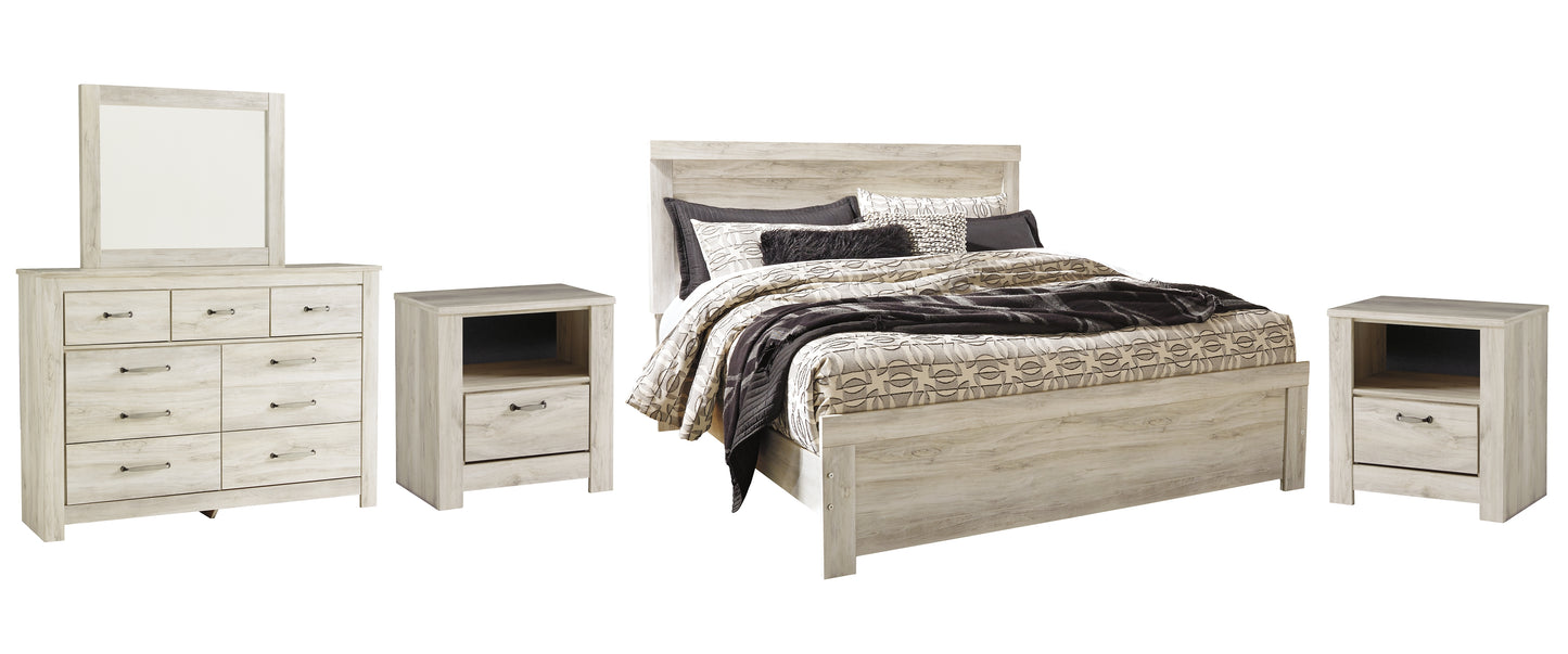 Bellaby Panel Bed With Mirrored Dresser And 2 Nightstands
