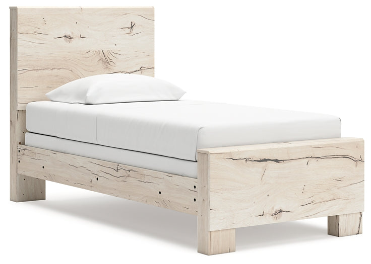 Twin Panel Bed with Storage with Mirrored Dresser and Chest