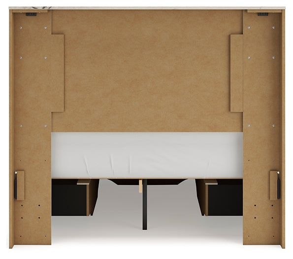 Full Panel Storage Bed with Mirrored Dresser, Chest and Nightstand