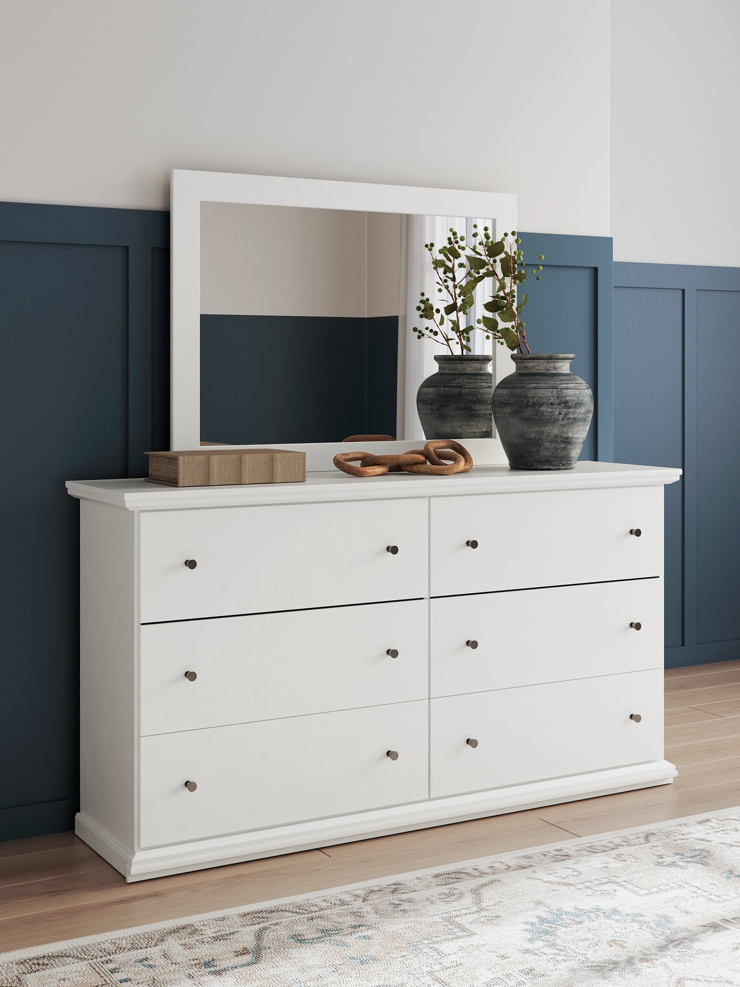 Bostwick Shoals Twin Panel Bed with Mirrored Dresser and Chest