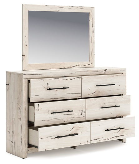 Full Panel Headboard with Mirrored Dresser and Chest