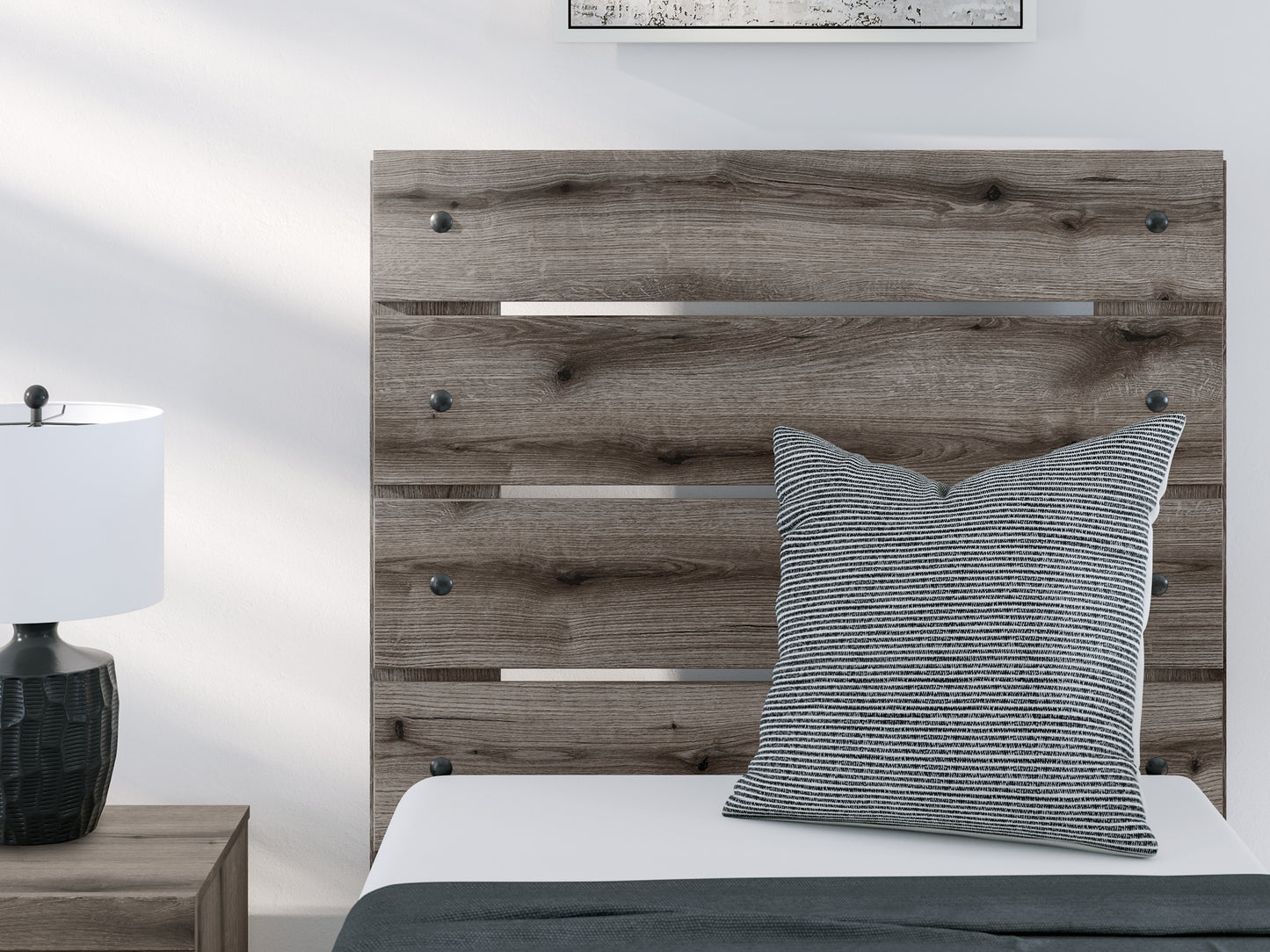 Graystorm Twin Panel Bed with Mirrored Dresser, Chest and Nightstand
