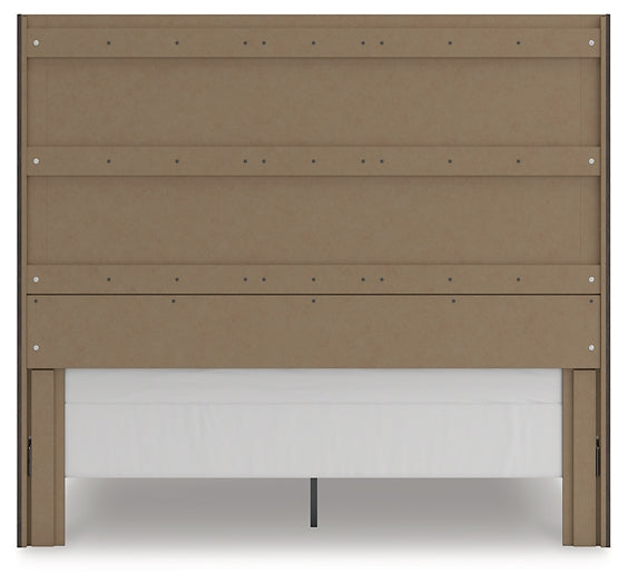 King Panel Storage Bed with Mirrored Dresser and Nightstand