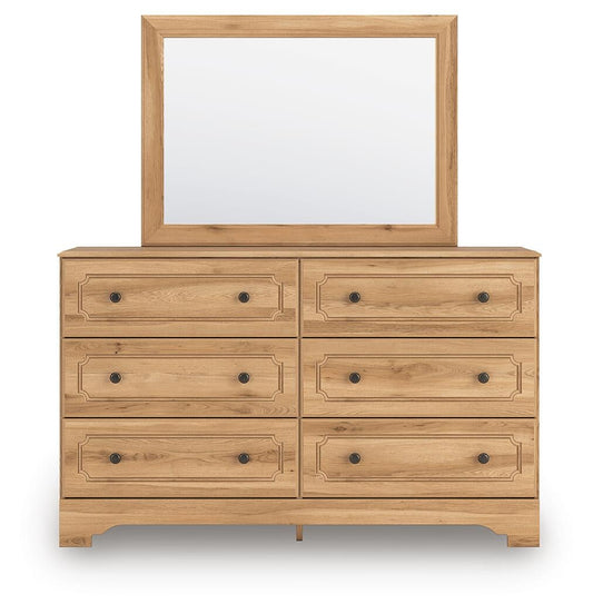 Aleaport King Panel Bed with Mirrored Dresser