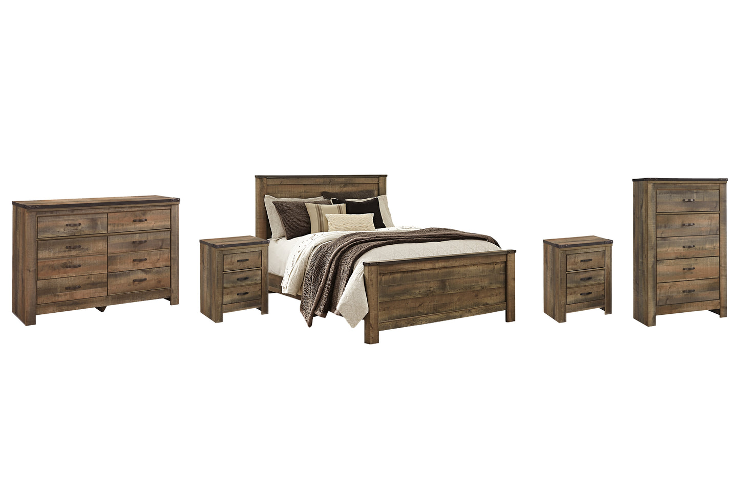 Trinell Queen Panel Bed with Dresser, Chest and 2 Nightstands