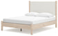 Queen Upholstered Panel Bed with Mirrored Dresser