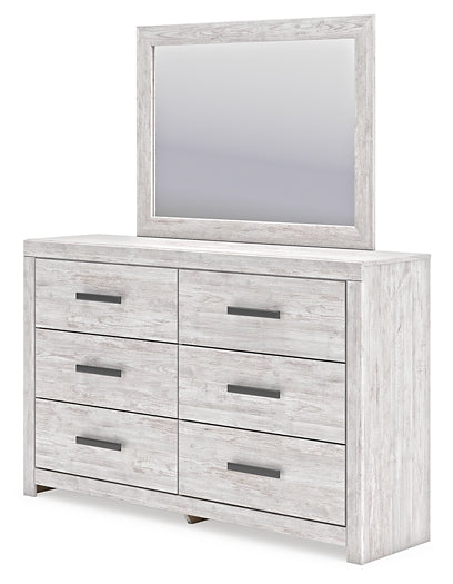 Cayboni Full Panel Bed with Mirrored Dresser, Chest and Nightstand