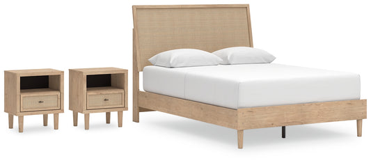 Cielden Queen Panel Bed with 2 Nightstands