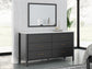 Cadmori Full Upholstered Bed with Mirrored Dresser and Chest