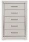Zyniden Queen Upholstered Panel Headboard with Mirrored Dresser, Chest and Nightstand