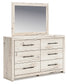 Queen Panel Headboard with Mirrored Dresser and Chest