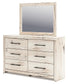 Queen Panel Headboard with Mirrored Dresser and Chest