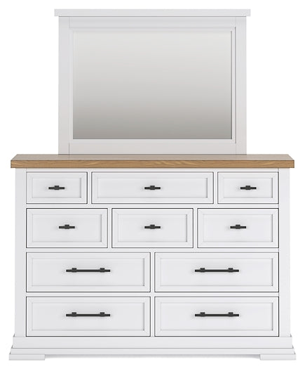 Ashbryn King Panel Storage Bed with Mirrored Dresser and Nightstand