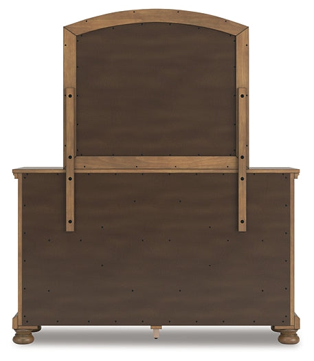 Feddinger California King Panel Bed with Mirrored Dresser and Nightstand