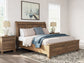 Feddinger California King Storage Sleigh Bed with Mirrored Dresser and Nightstand