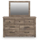 Rusticott Queen Panel Bed with Mirrored Dresser