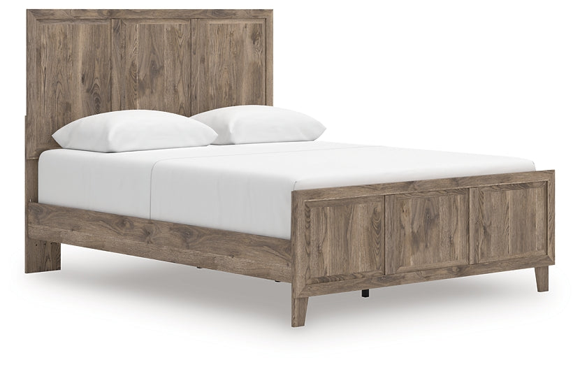 Rusticott Queen Panel Bed with Mirrored Dresser