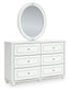 Kozlani Full Upholstered Panel Bed, Dresser, Mirror and Nightstand