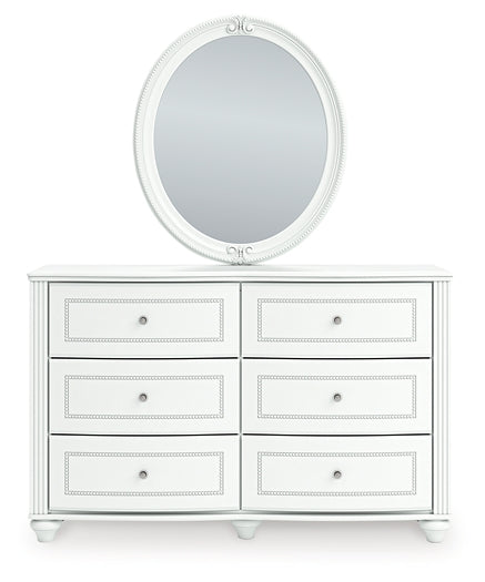 Kozlani Full Upholstered Panel Bed, Dresser, Mirror and Nightstand
