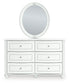 Kozlani Full Upholstered Panel Bed, Dresser, Mirror and Nightstand