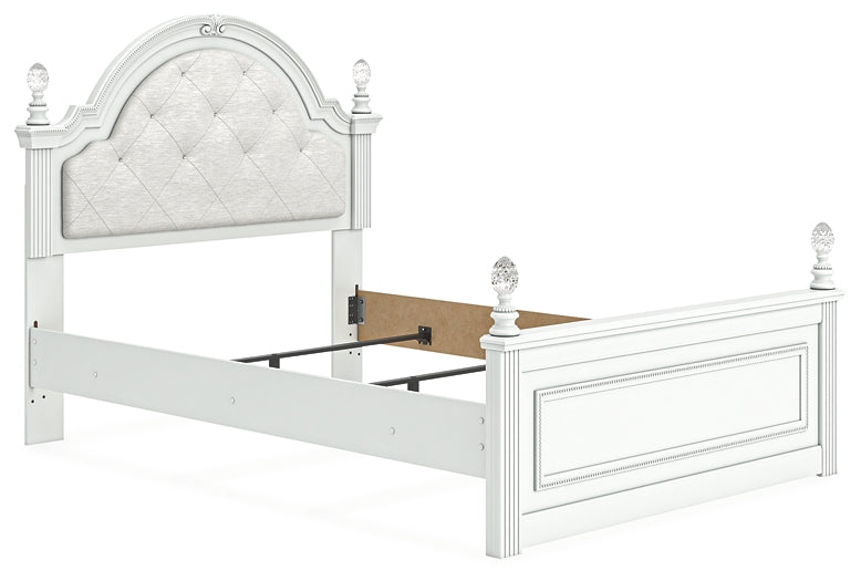 Kozlani Full Upholstered Panel Bed, Dresser, Mirror and Nightstand