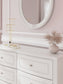 Kozlani Full Upholstered Panel Bed, Dresser, Mirror and Nightstand