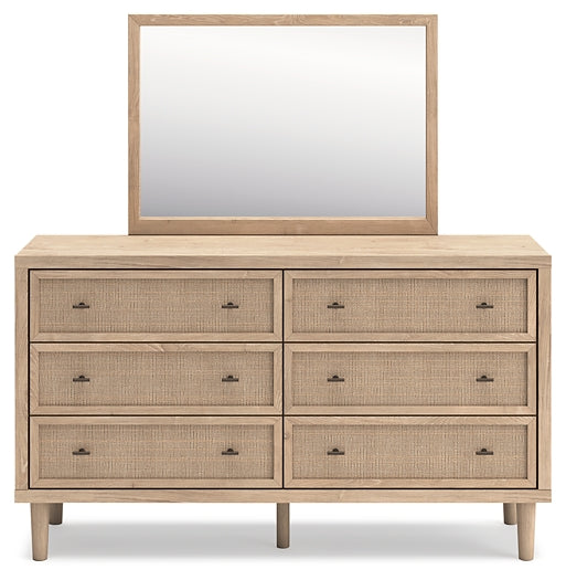 Cielden King Upholstered Bed with Roll Slats, Dresser, Mirror, Chest and Nightstand