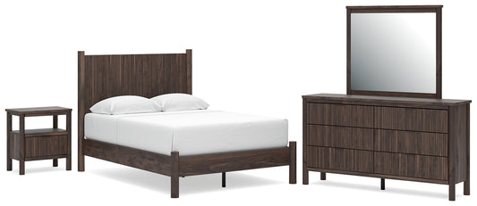 Pamytta Full Panel Platform Bed, Dresser, Mirror and Nightstand