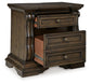 Maylee Queen Canopy Bed, Dresser, Mirror, Chest and Nightstand