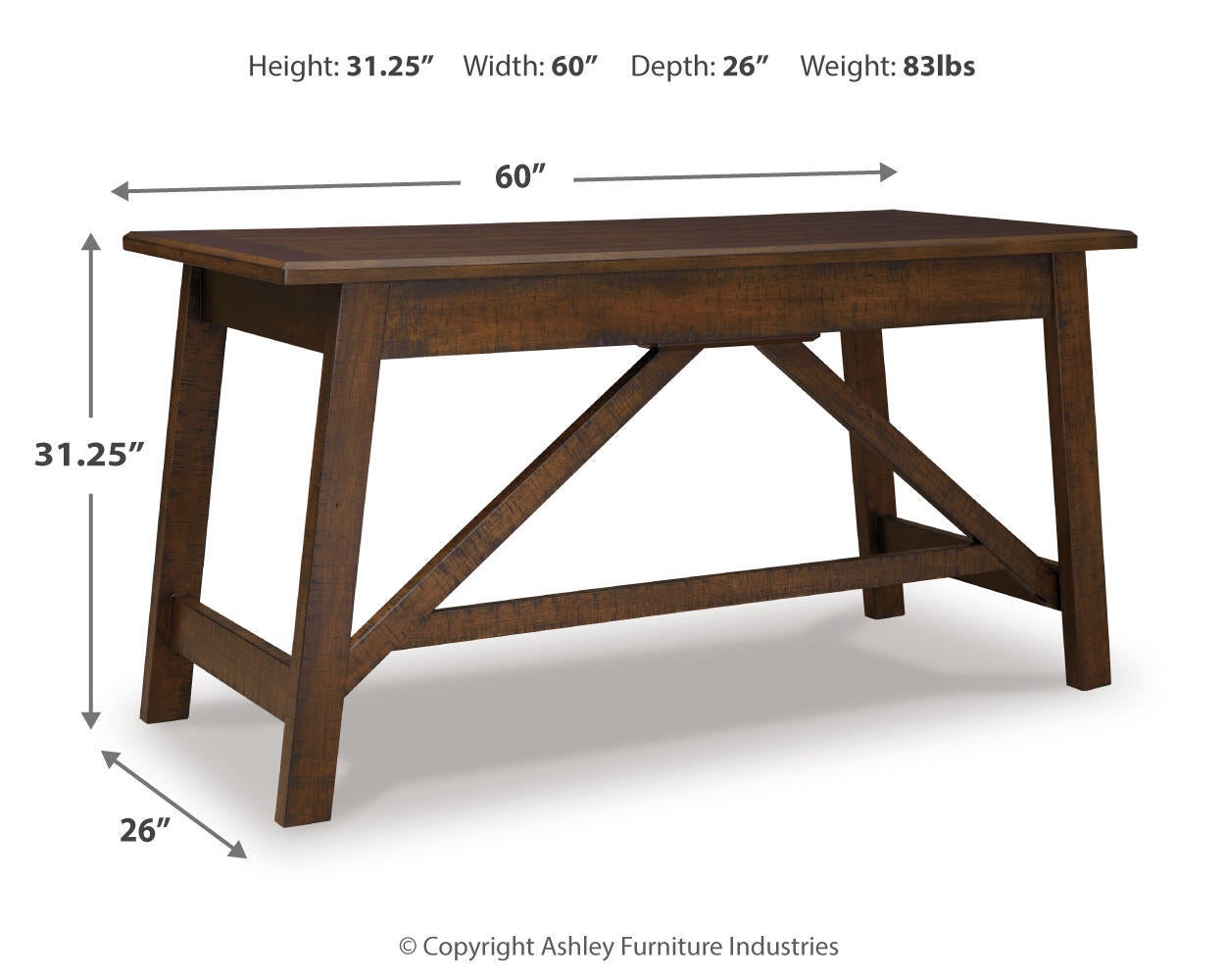 Baldridge Home Office Large Leg Desk