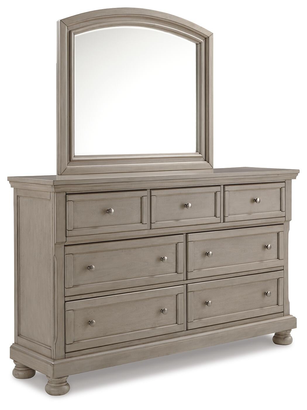 Lettner King Panel Bed with Mirrored Dresser