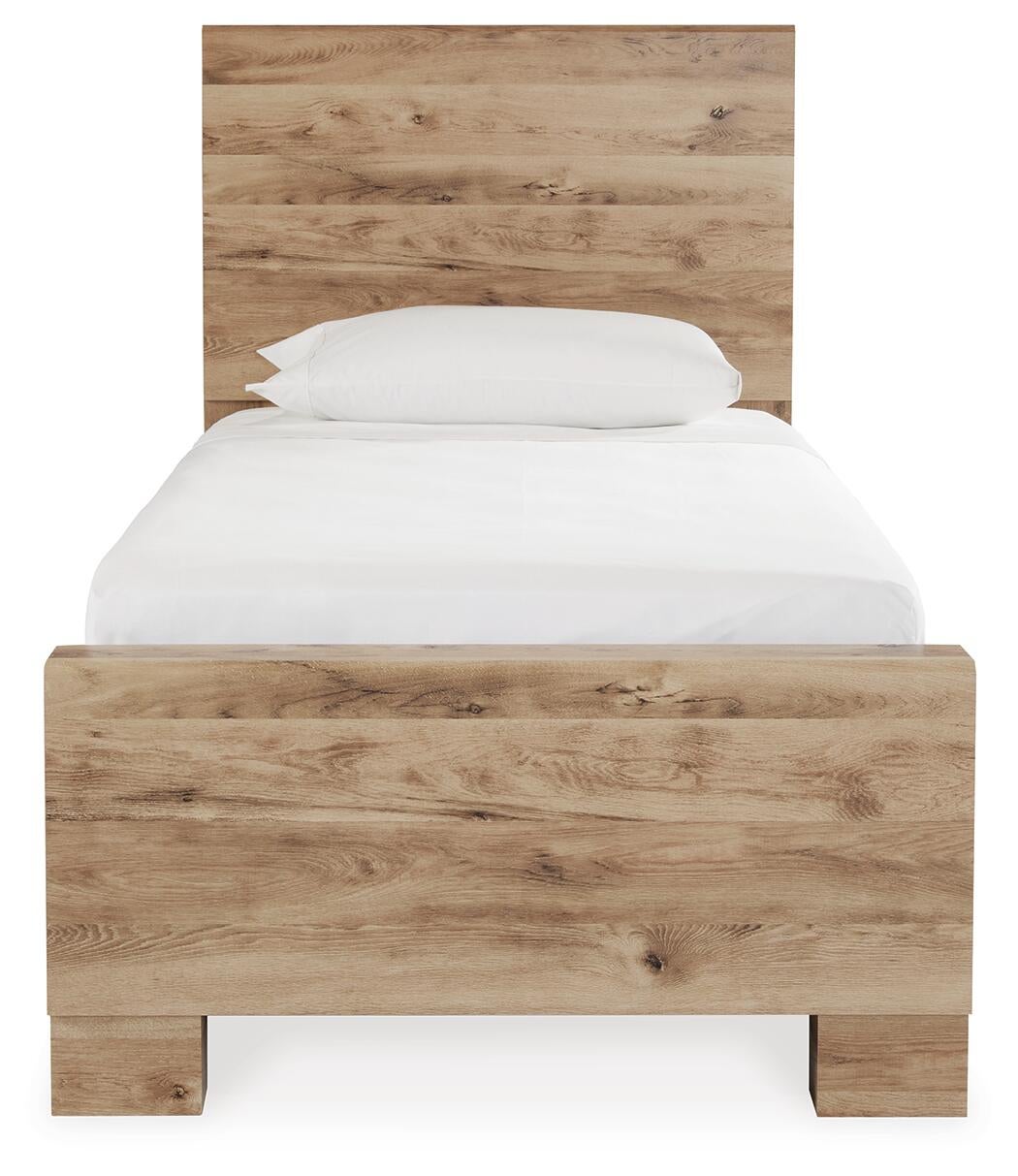 Hyanna Twin Panel Bed with 2 Side Storage, Dresser, Mirror and Nightstand