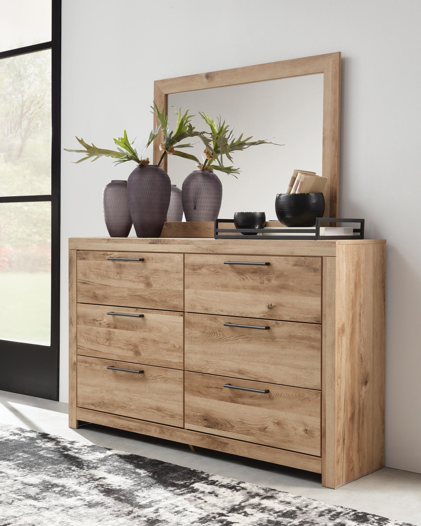 Hyanna Full Panel Bed, Dresser and Mirror