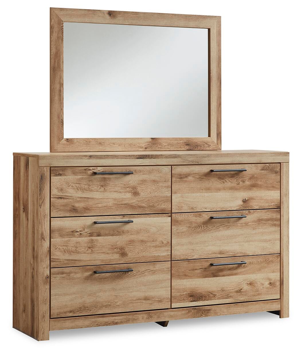 Hyanna King Panel Storage Bed with 1 Under Bed Storage Drawer, Dresser, Mirror and Nightstand