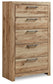 Hyanna Queen Panel Storage Bed, Dresser, Mirror, Chest and Nightstand