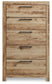 Hyanna King Panel Storage Bed with 1 Under Bed Storage Drawer, Dresser, Mirror, Chest and Nightstand