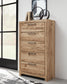 Hyanna King Panel Storage Bed with 1 Under Bed Storage Drawer, Dresser, Mirror, Chest and Nightstand