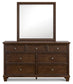 Danabrin Full Panel Bed with Mirrored Dresser and Nightstand