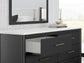 Cadmori King Upholstered Panel Bed, Dresser and Mirror