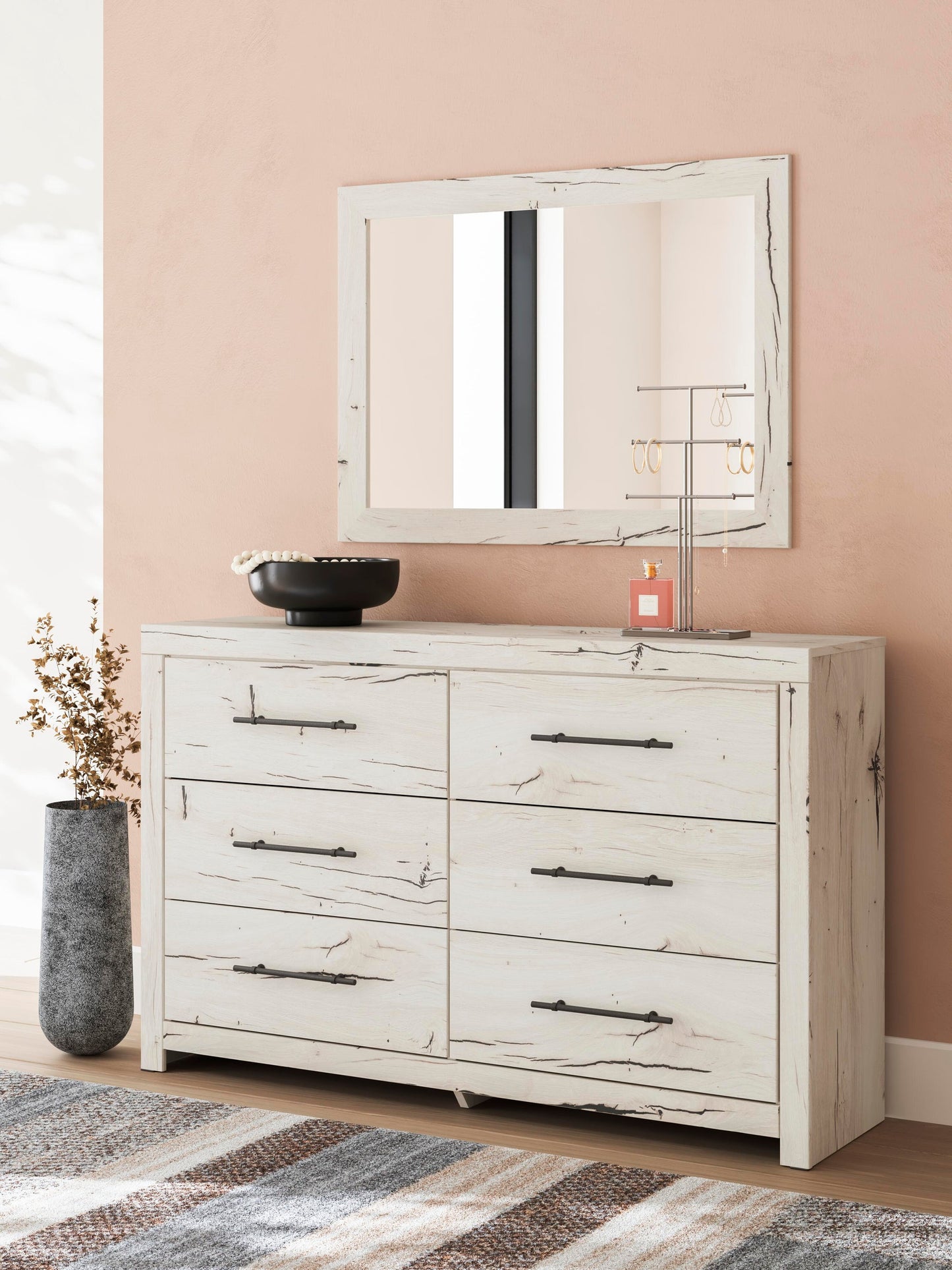 Lawroy King Panel Storage Bed, Dresser, Mirror, Chest and Nightstand