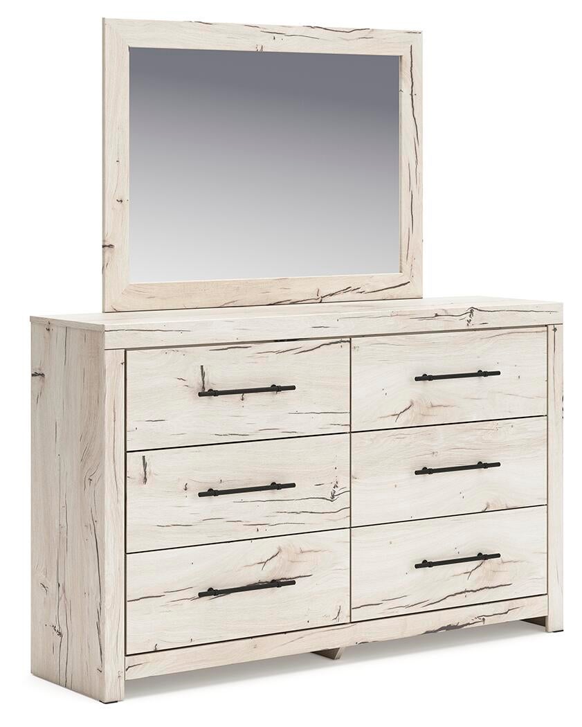 Lawroy King Panel Storage Bed, Dresser, Mirror and Nightstand