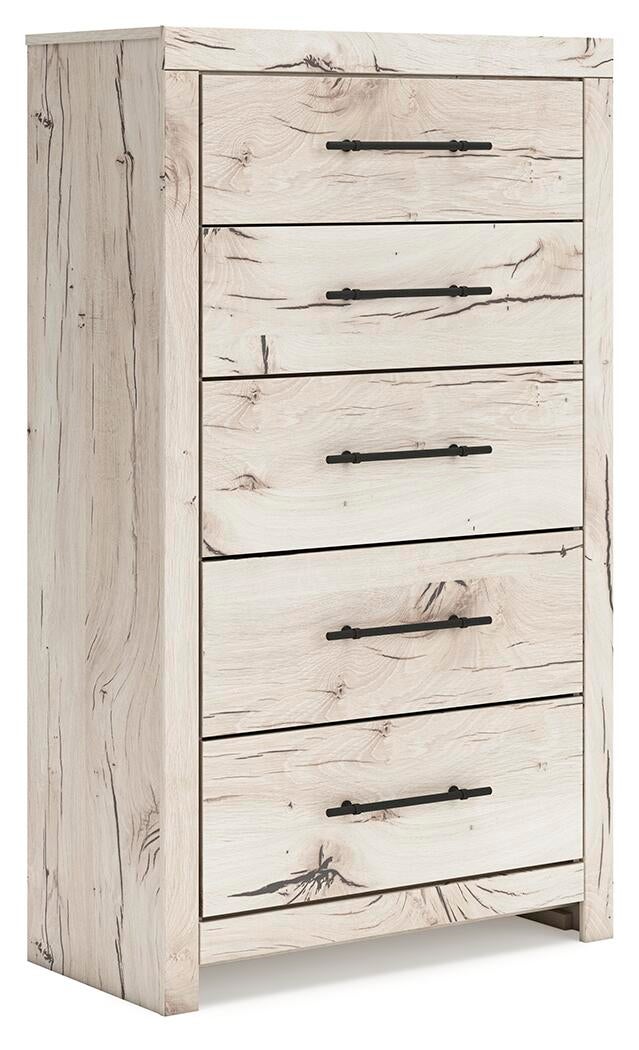 Lawroy King Panel Bed with Storage, Dresser, Mirror, Chest and Nightstand