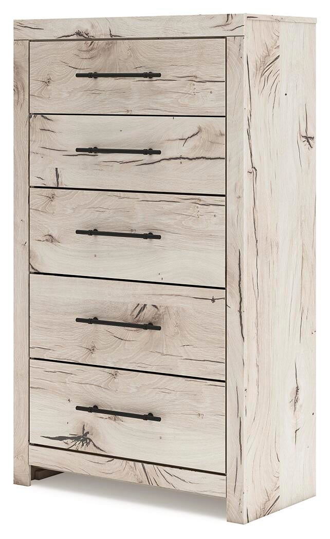 Lawroy King Panel Bed with Storage, Dresser, Mirror, Chest and Nightstand