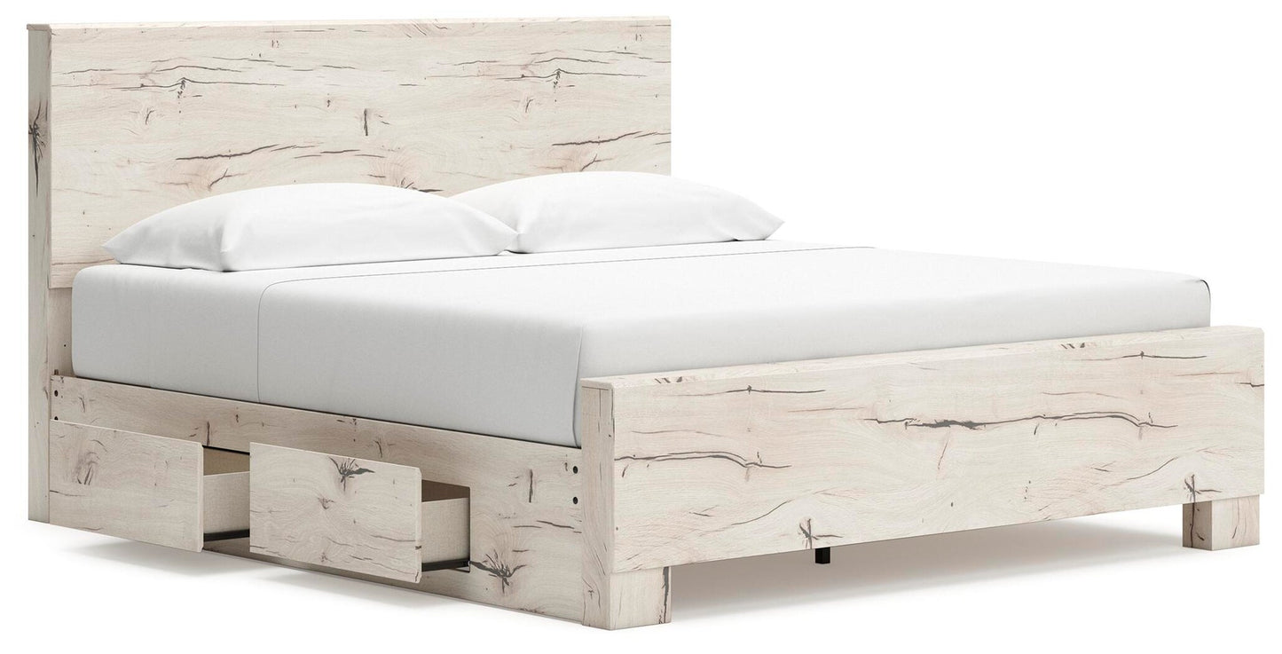 Lawroy King Panel Bed with Storage, Dresser, Mirror, Chest and Nightstand