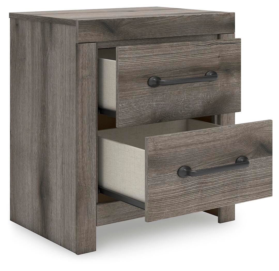 Graystorm Full Panel Bed with Storage, Dresser, Mirror and Nightstand