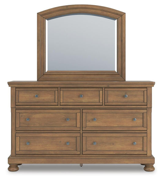 Feddinger California King Panel Bed with Mirrored Dresser, Chest and Nightstand