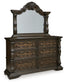 Maylee King Canopy Bed, Dresser and Mirror