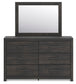 Delmorta Twin Panel Storage Bed, Dresser and Mirror