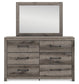 Graystorm Twin Panel Bed with Storage, Dresser and Mirror